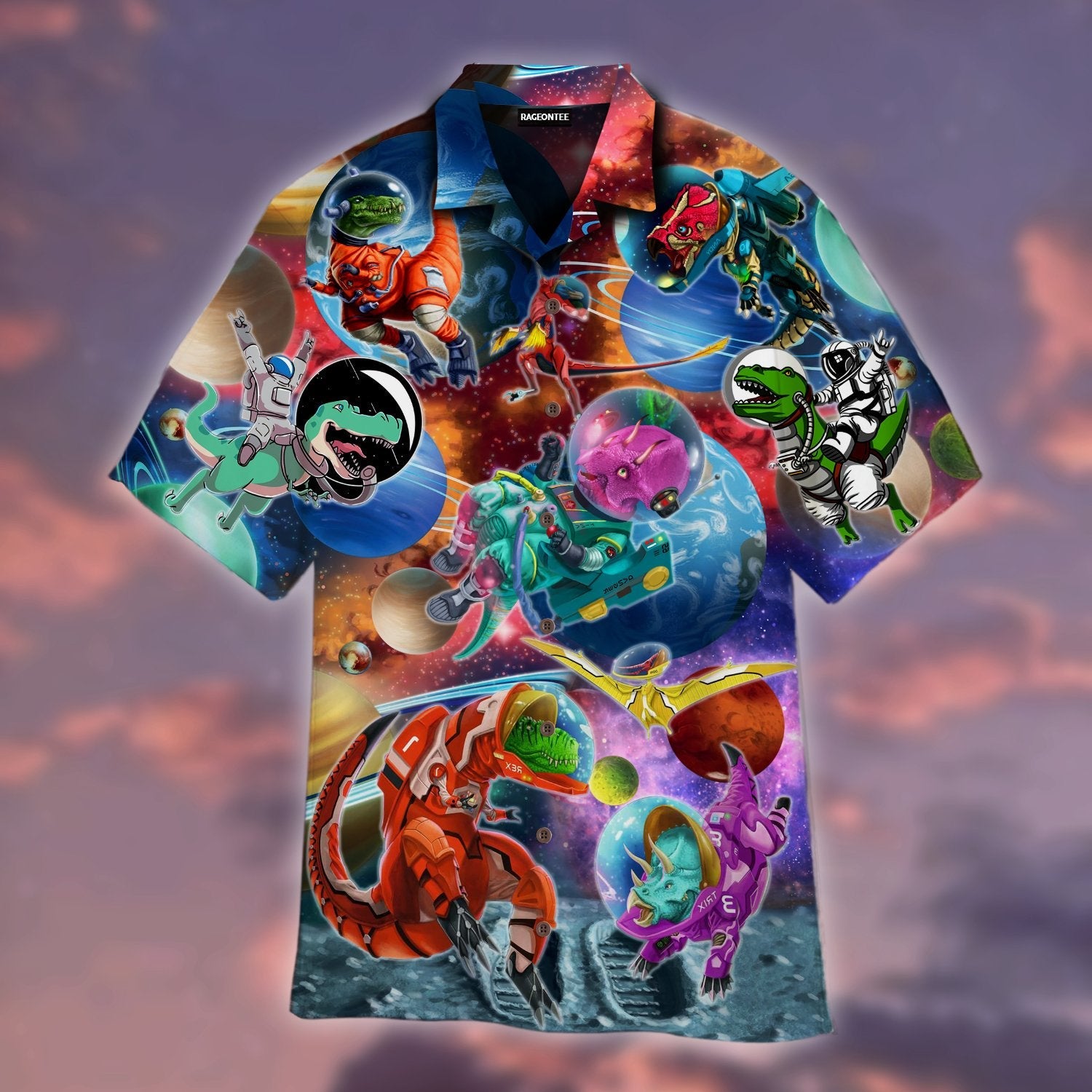 T Rex Dinosaur First Time In Space Hawaiian Shirt | For Men & Women | Adult | WT1139{Size}