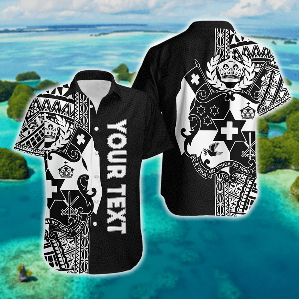 Tonga Personalised Custom Polynesian Hoodie - Black Line Hawaii shirt For Hot Summer{Size}