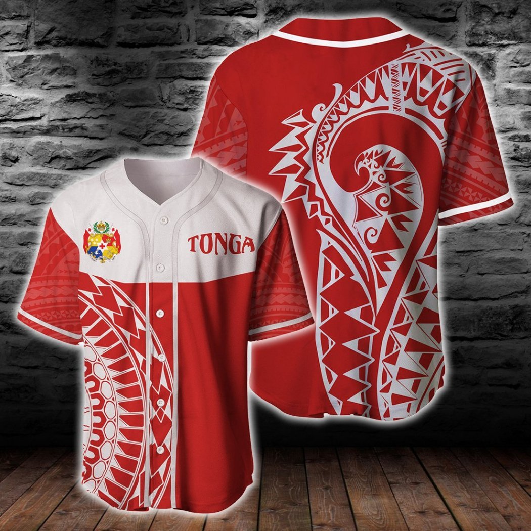 Tonga Coat Of Arms Polynesian Tattoo Sport Style Baseball Jersey Shirt{Size}