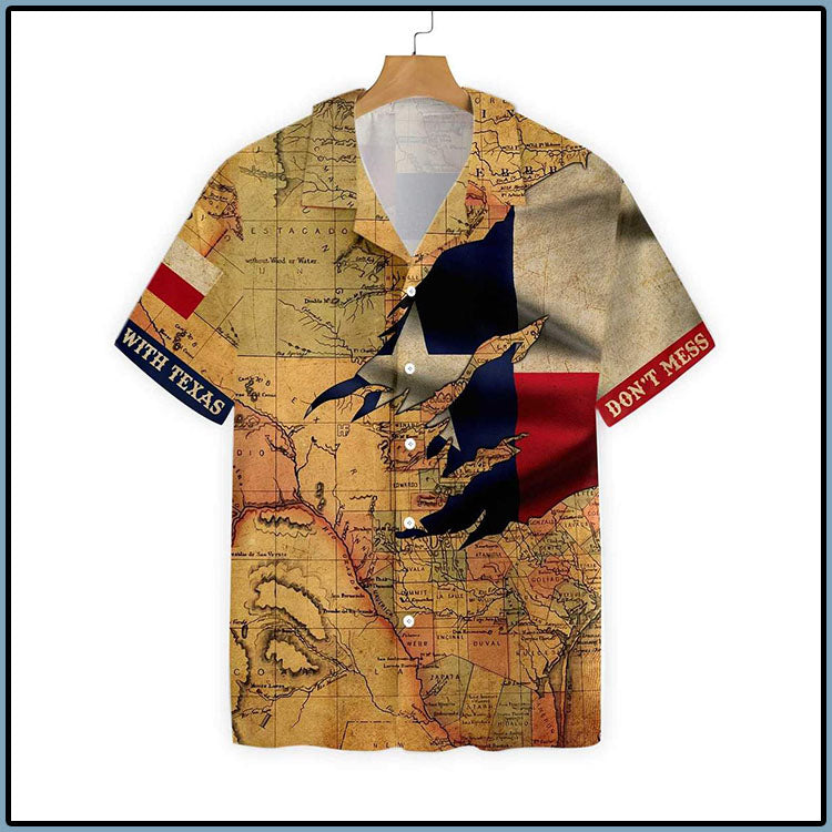 Texas Flag And Map Dont Mess With Texas Hawaiian Shirt{Size}