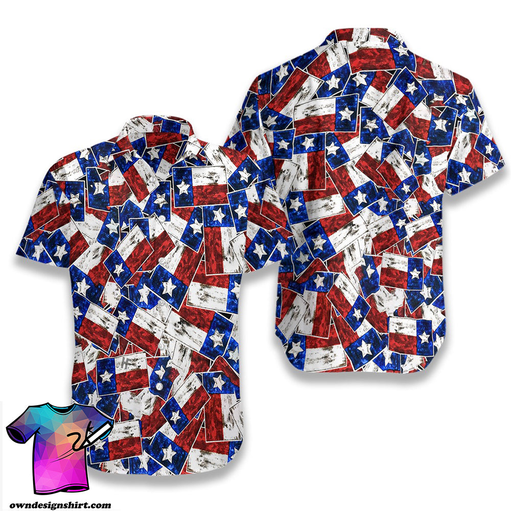 Texas Flag Pattern Hawaiian Shirt{Size}