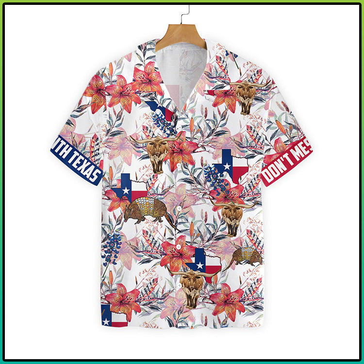 Texas Longhorn Bluebonnet and Armadillo Hawaiian Shirt{Size}