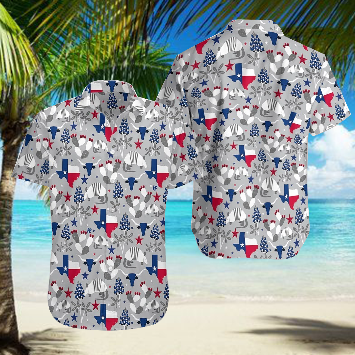 Texas Hawaiian Shirt - Tropical Texas Button Down Shirts - Summer Gift Ideas For Men{Size}