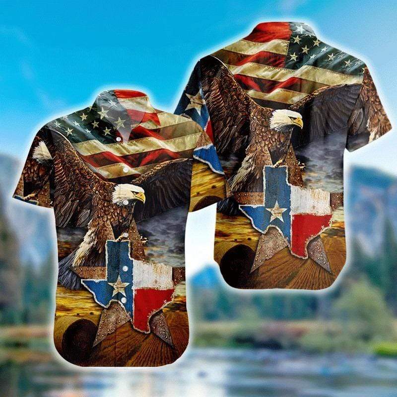 The Eagle with Texas Flag Hawaiian Shirt | For Men & Women | Adult | HW7418{Size}