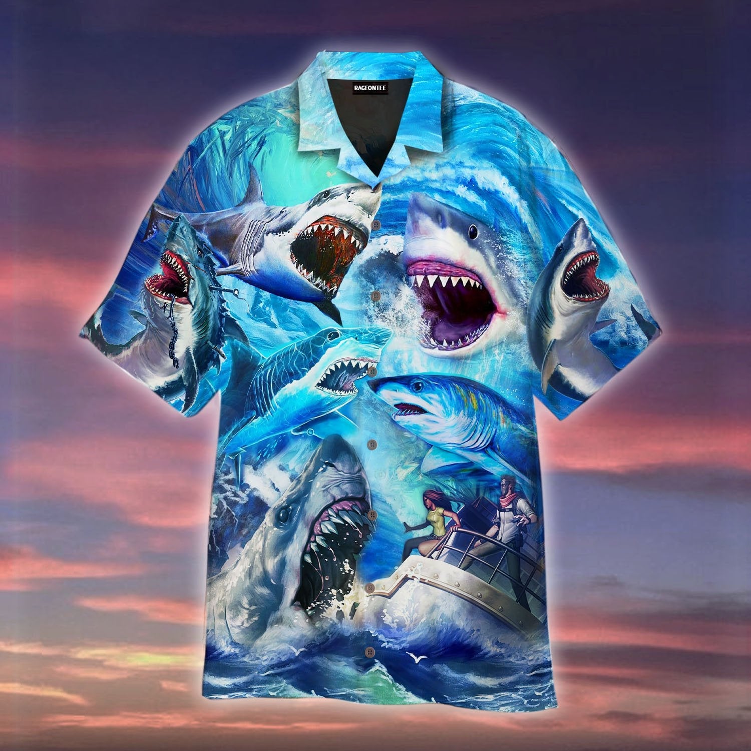 The Meg Shark Is Attacking Prey Hawaiian Shirt | For Men & Women | Adult | WT1435{Size}