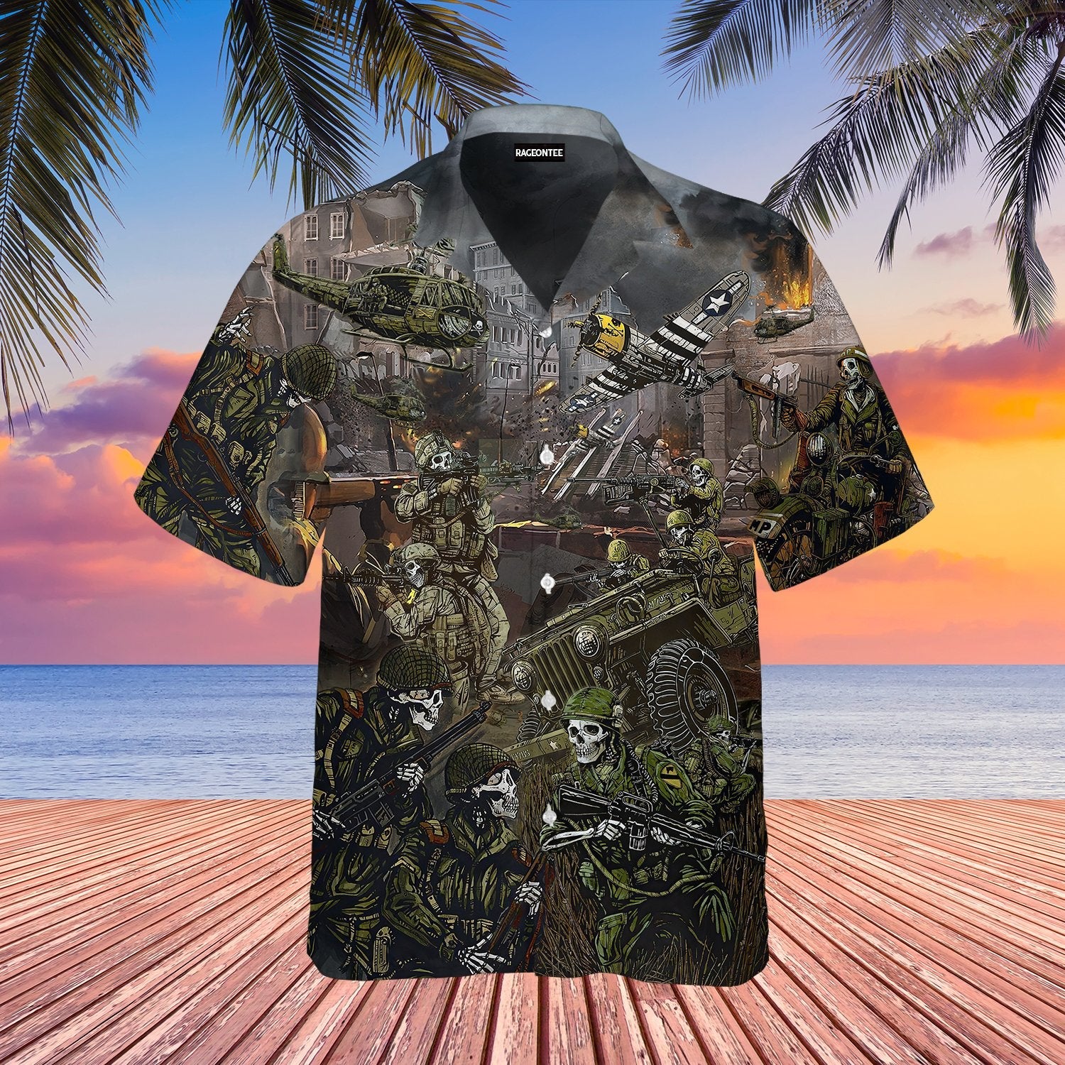 The Veteran Skull Brothers In Army Hawaiian Shirt | For Men & Women | Adult | WT1414{Size}