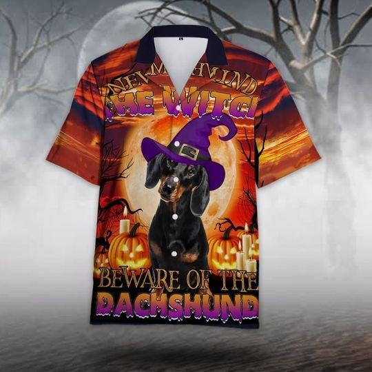 The Witch Beware Of The Dachshund Halloween Hawaiian Shirt | For Men & Women | Adult | HW8960{Size}