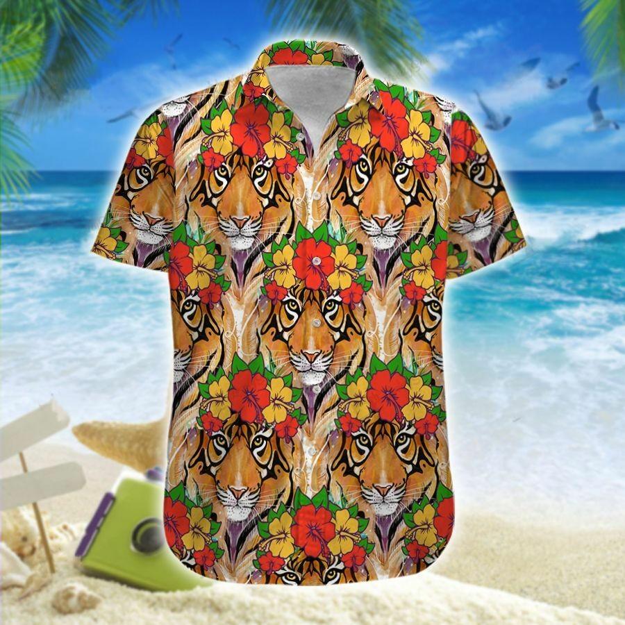 Tiger Hisbiscus Flowers Hawaiian Shirt | For Men & Women | Adult | HW7402{Size}