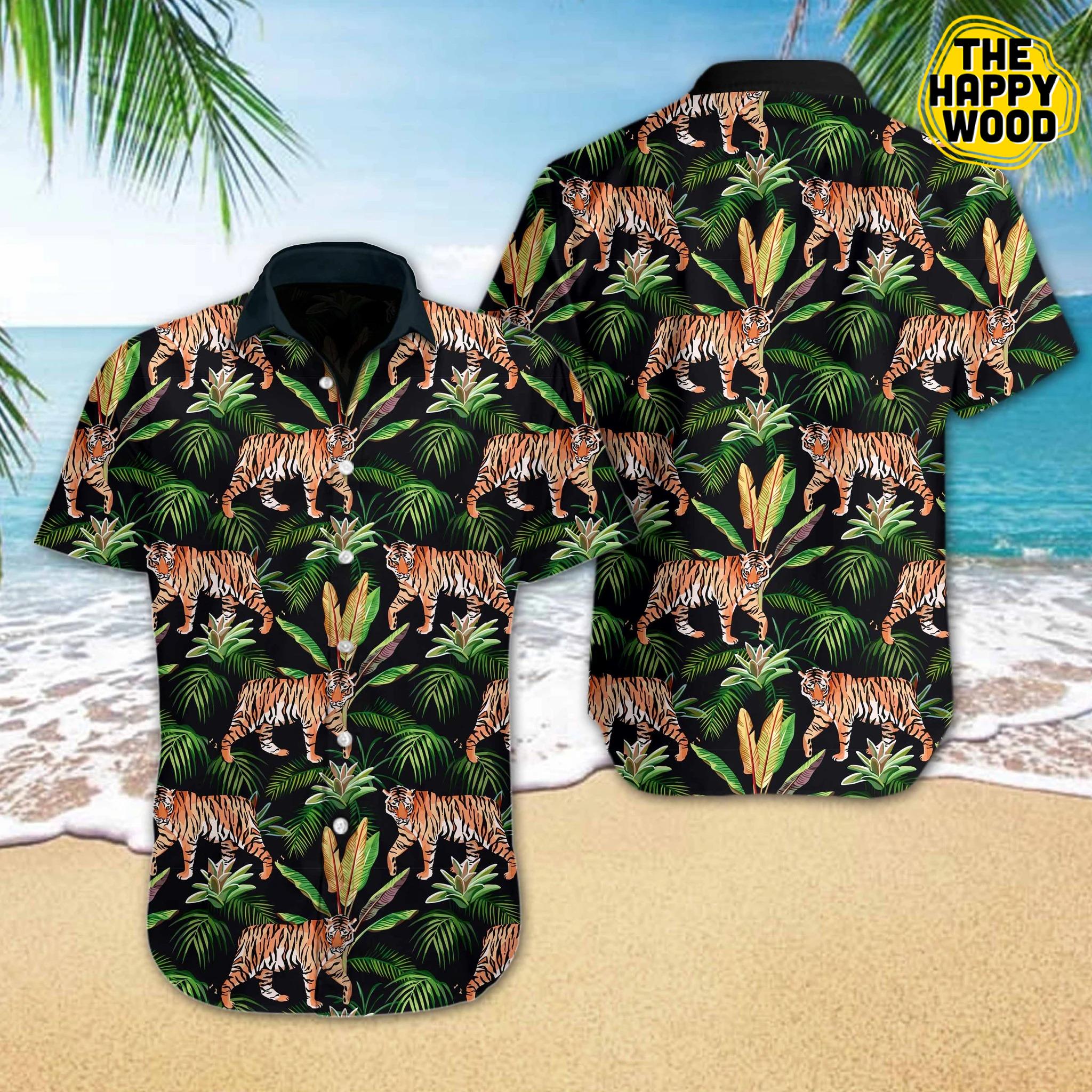 Tiger Tropical Hawaiian Hawaii Shirt{Size}