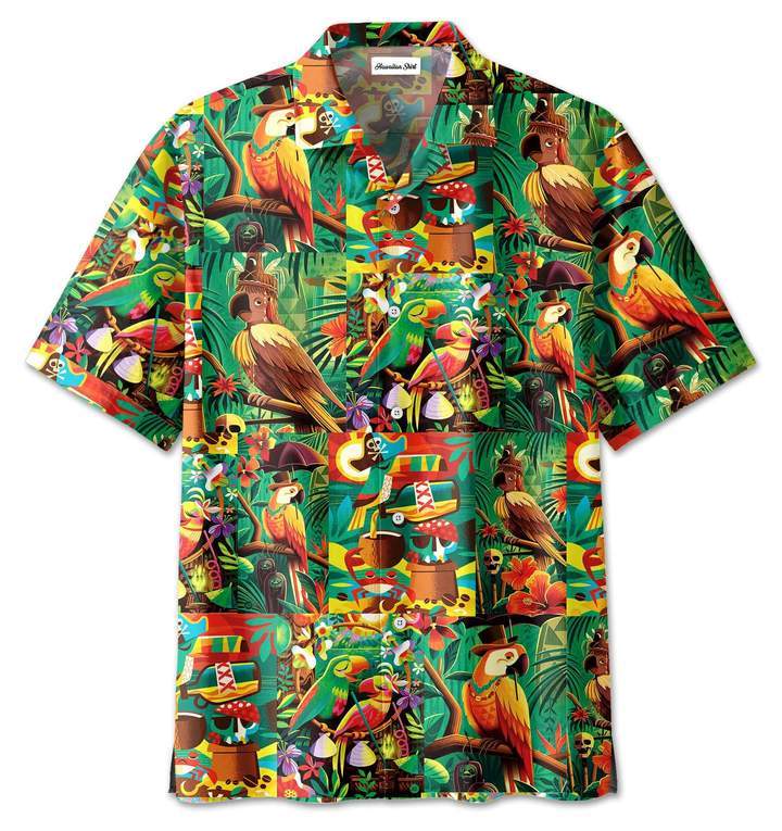 Tiki Tiki Parrot Art Hawaiian Shirt | For Men & Women | Adult | HW8239{Size}