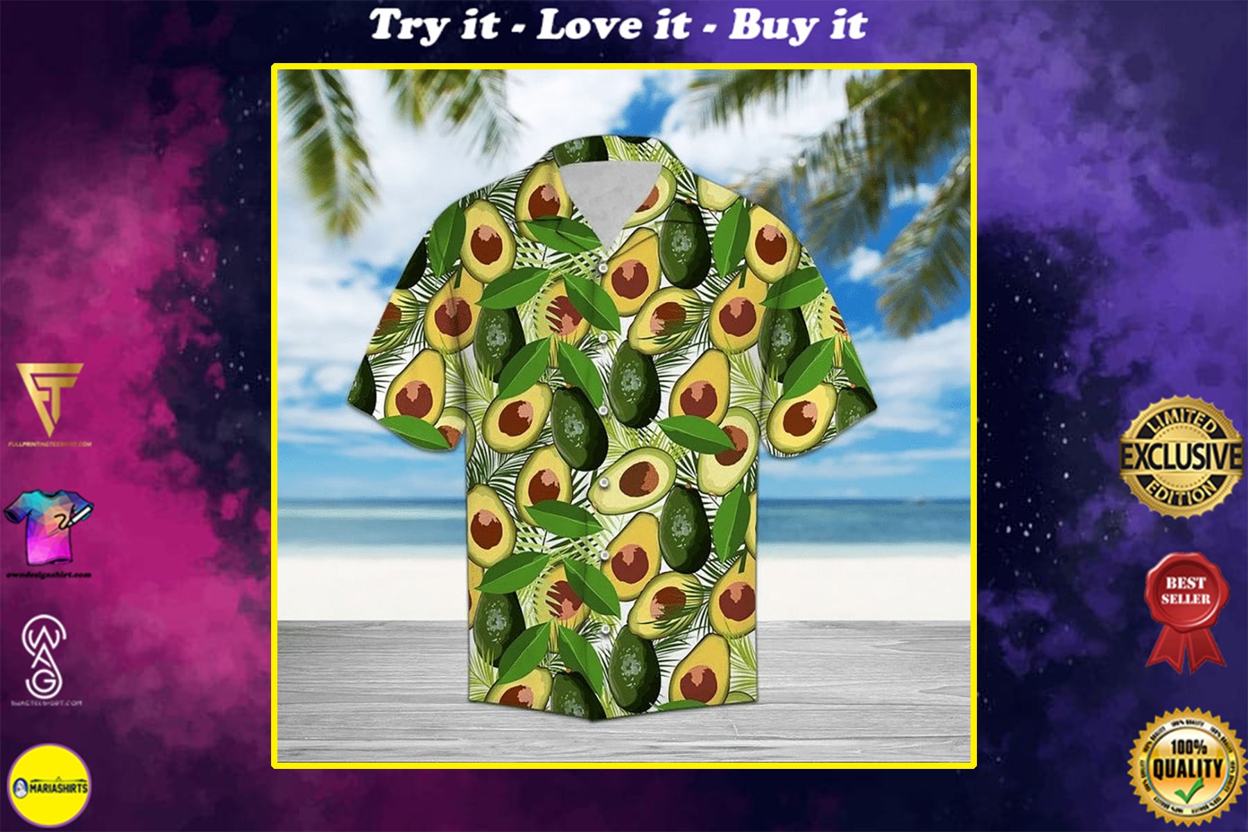 Tropical Avocado All Over Printed Hawaiian Shirt{Size}