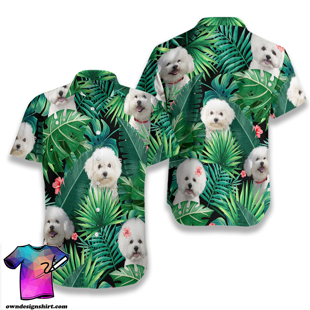 Tropical Bichon Frise Hawaiian Shirt{Size}