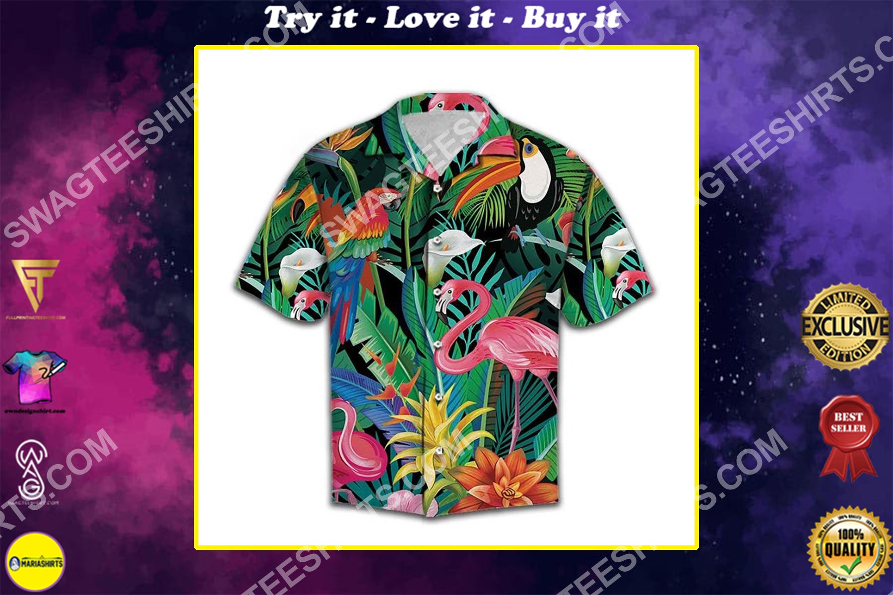 Tropical Birds All Over Printed Hawaiian Shirt{Size}