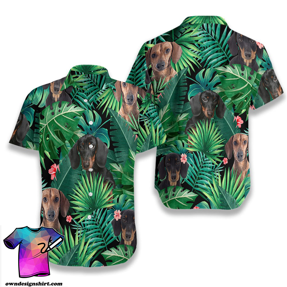 Tropical Dachshund Hawaiian Shirt{Size}