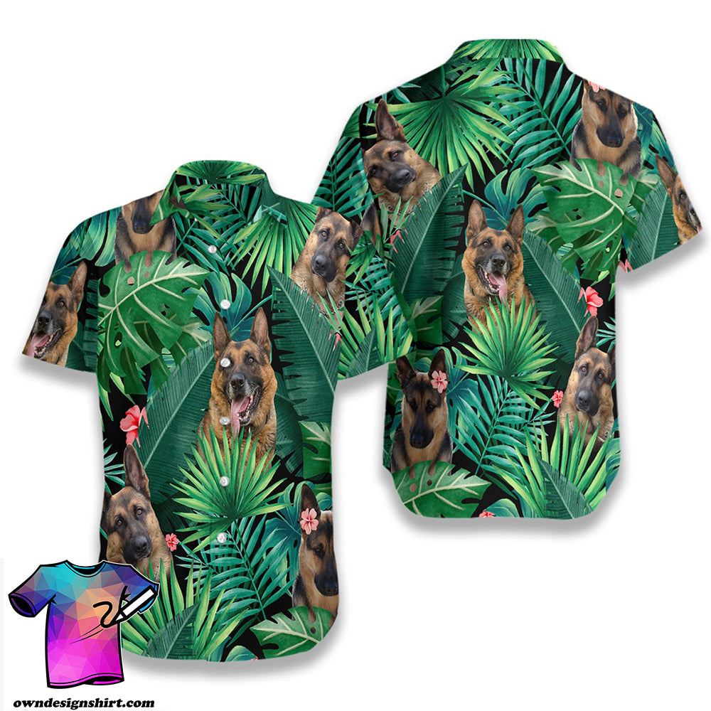 Tropical German Shepherd Hawaiian Shirt{Size}