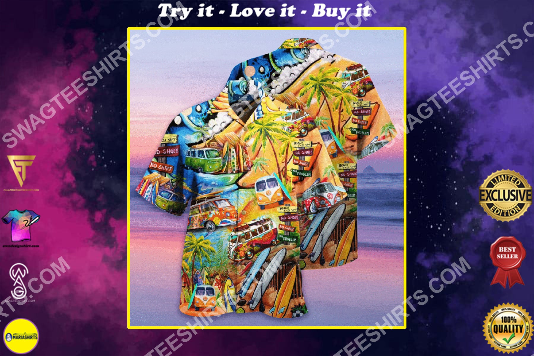 Tropical Hippie Car All Over Printed Hawaiian Shirt{Size}