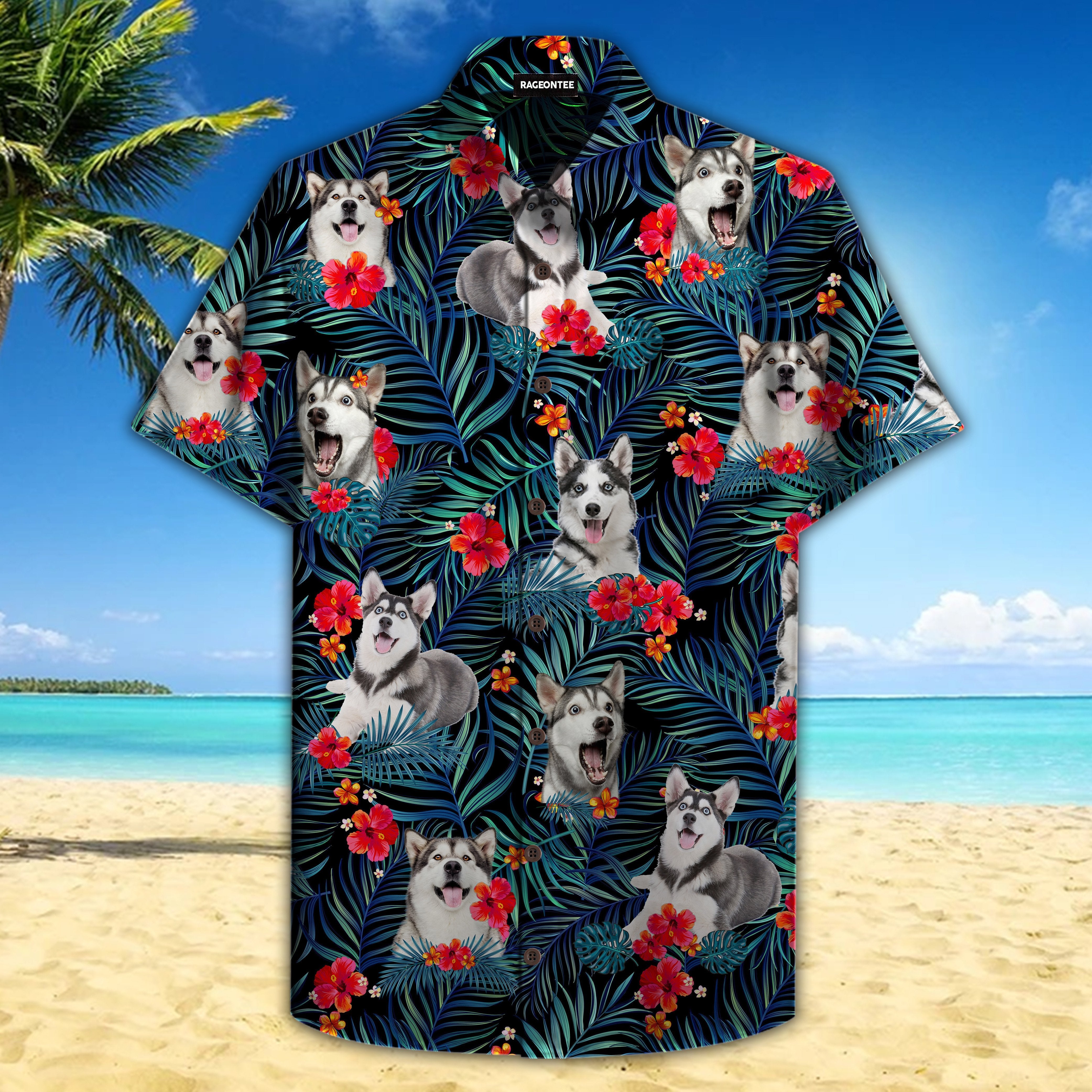 Tropical Husky Hawaiian Shirt | For Men & Women | Adult | HW4503{Size}