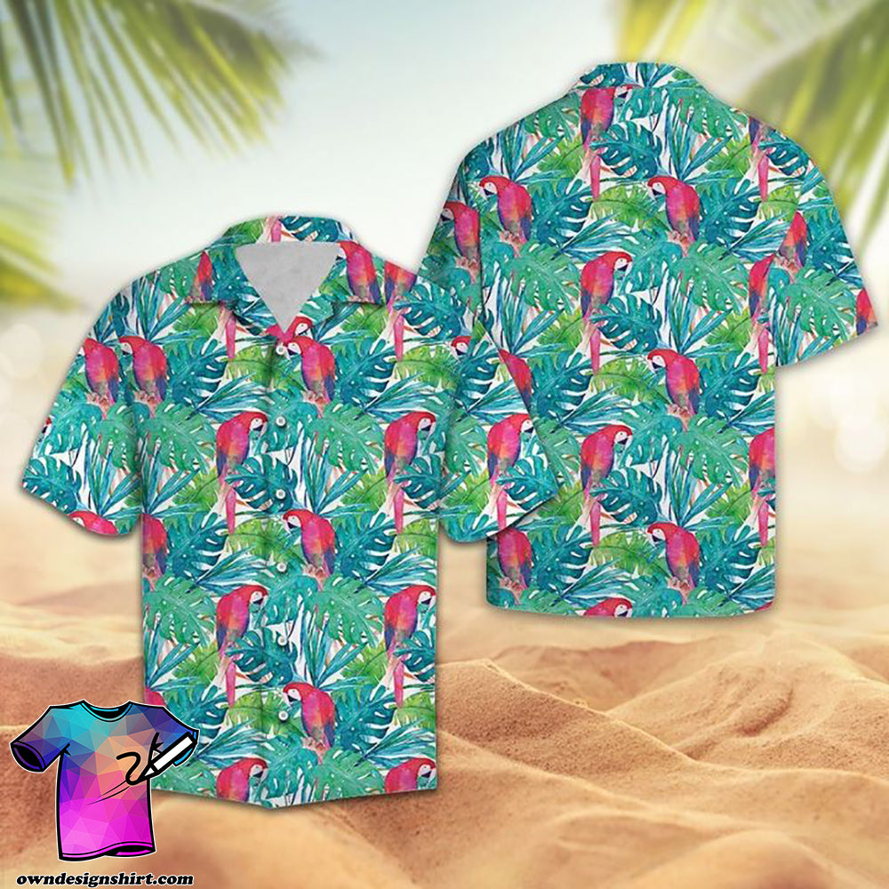 Tropical Macaw Parrot Hawaiian Shirt{Size}