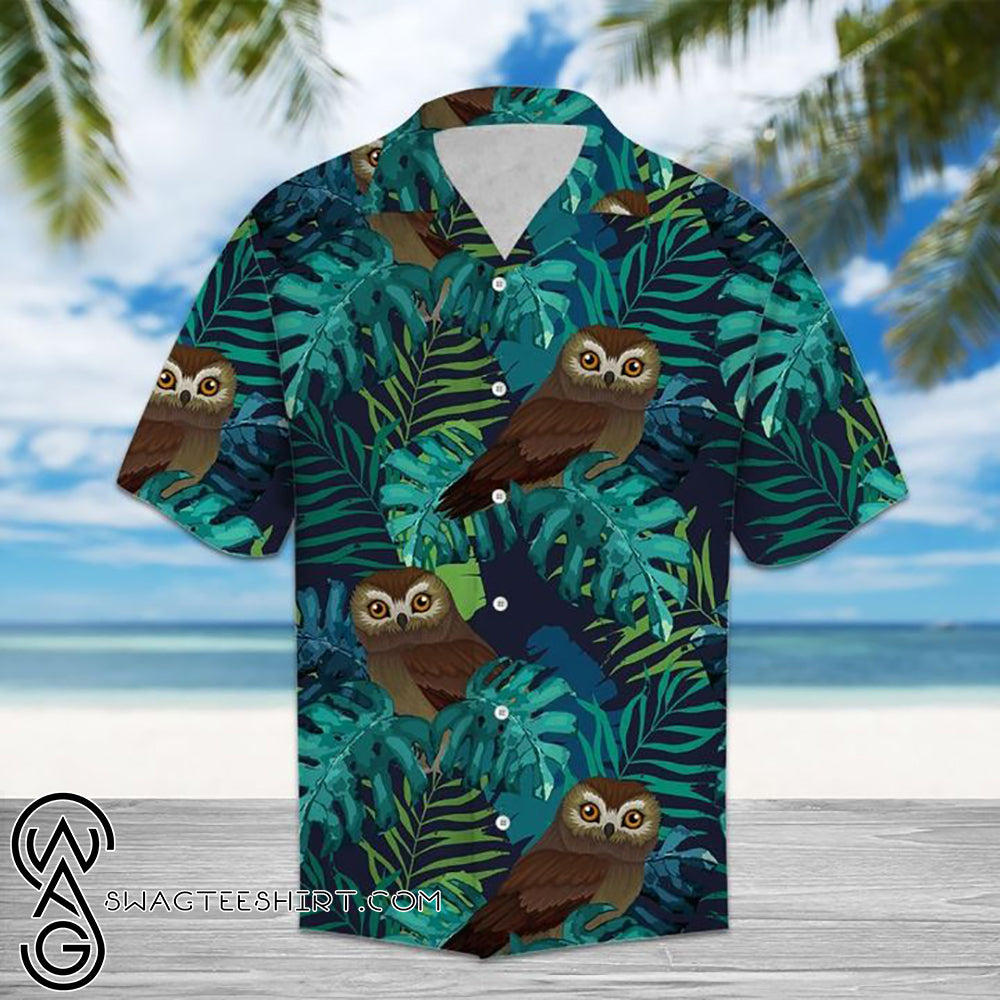 Tropical Owl Hawaiian Shirt{Size}