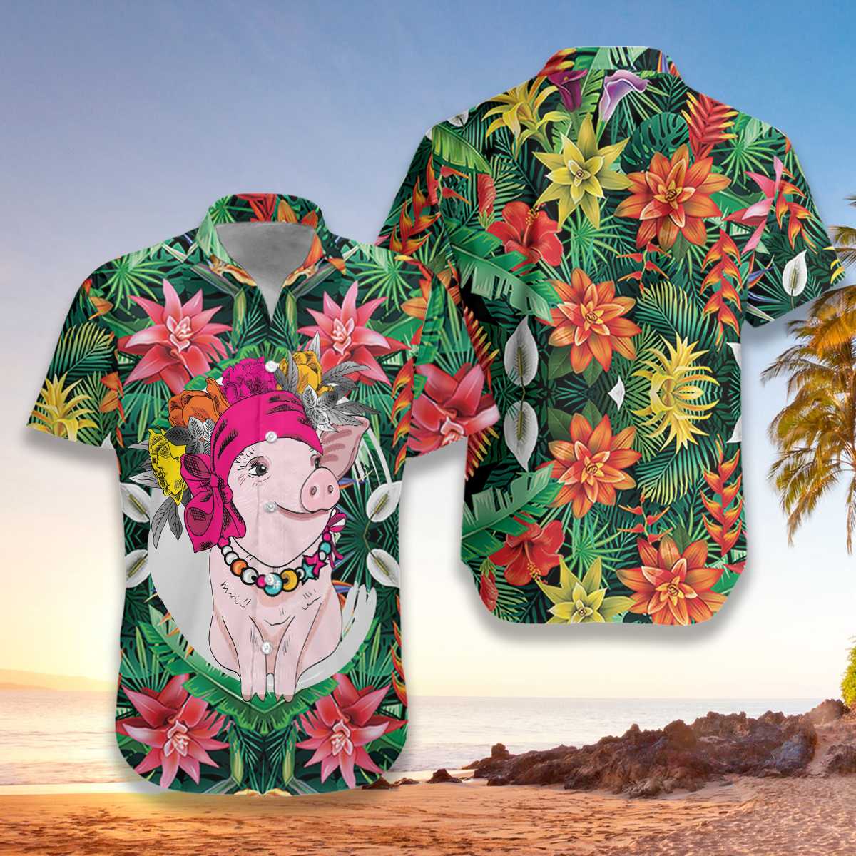 Tropical Pig Hawaiian Shirt | Unisex | Adult | HW5109{Size}