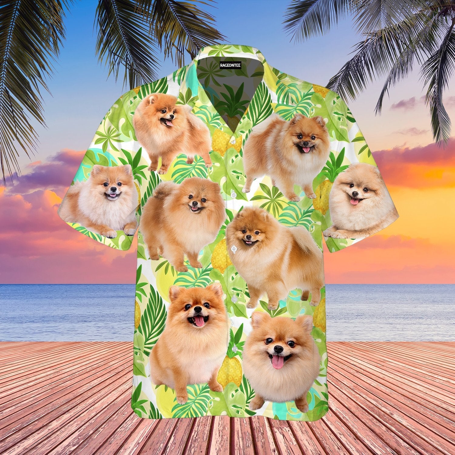 Tropical Pineapple Pomeranian Dog Hawaiian Shirt | For Men & Women | Adult | WT1346{Size}