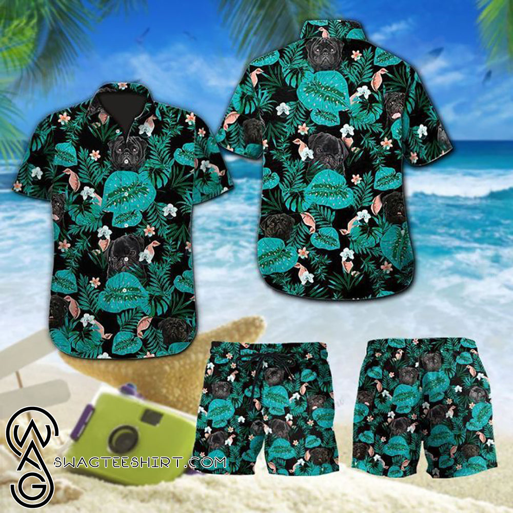 Tropical Pug Dog Hawaiian Shirt{Size}