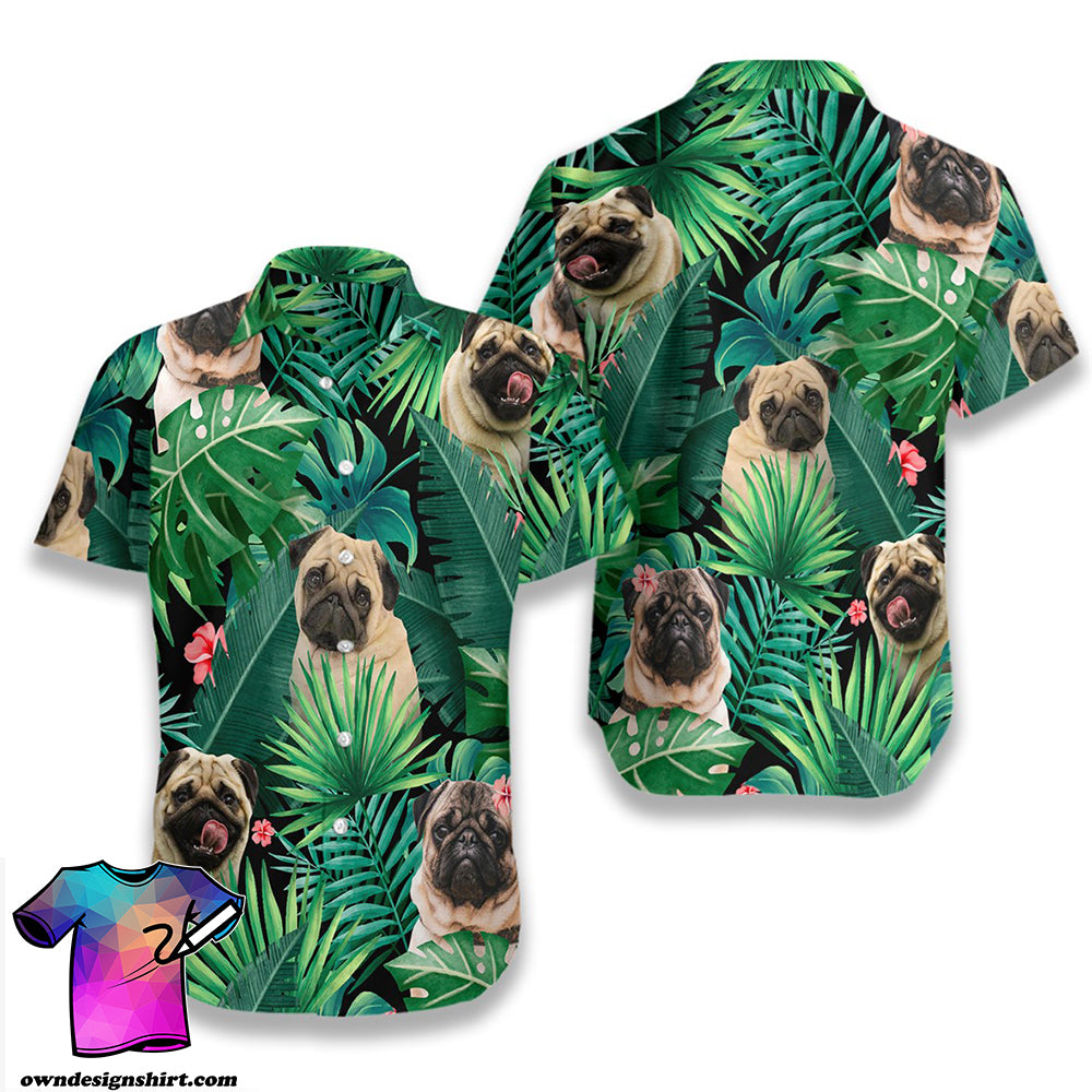 Tropical Pug Hawaiian Shirt{Size}