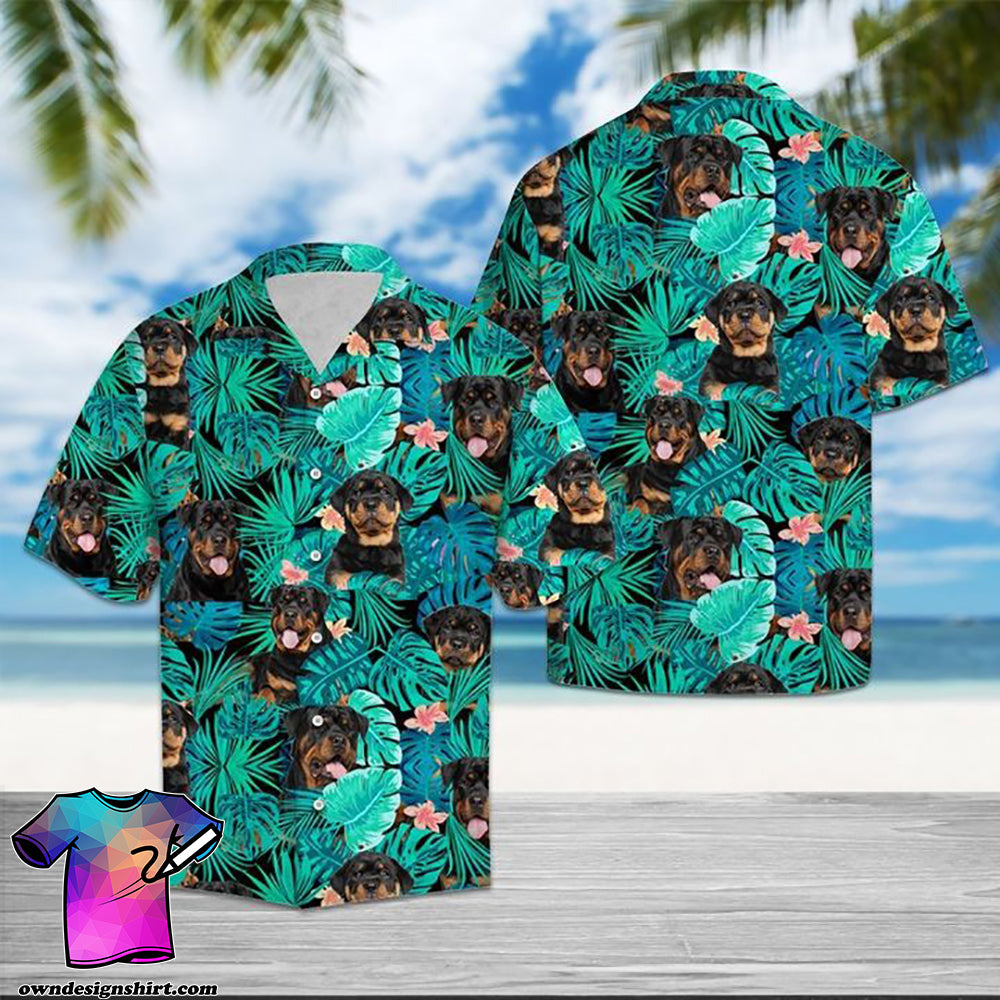 Tropical Rottweiler Dog Hawaiian Shirt{Size}