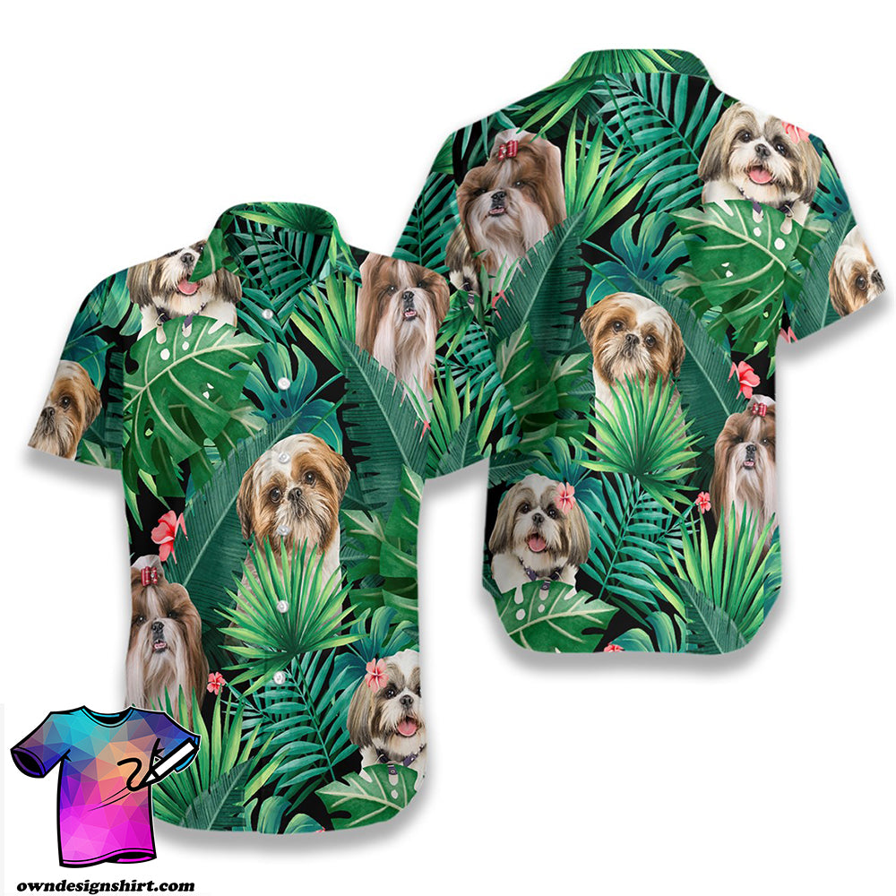 Tropical Shih Tzu Hawaiian Shirt{Size}