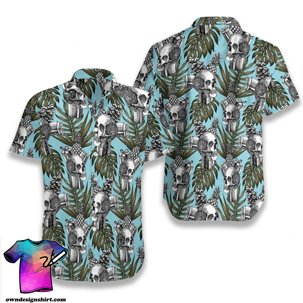 Tropical Skull Gift Pine Apple Cone Hawaiian Shirt{Size}