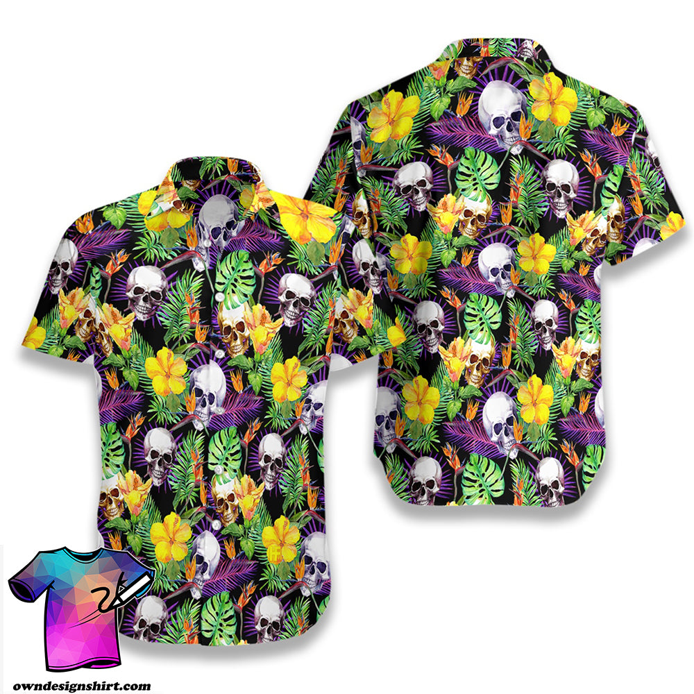 Tropical Skull Pattern Hawaiian Shirt{Size}