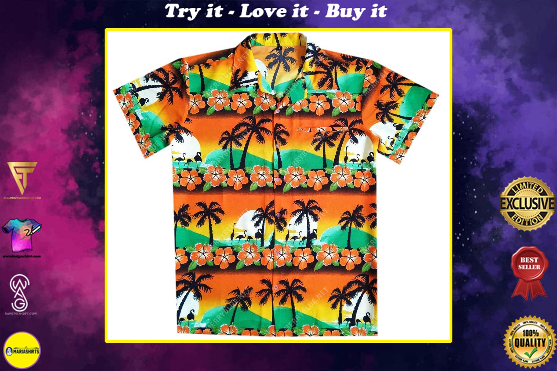 Tropical Summer Beach All Over Printed Hawaiian Shirt{Size}