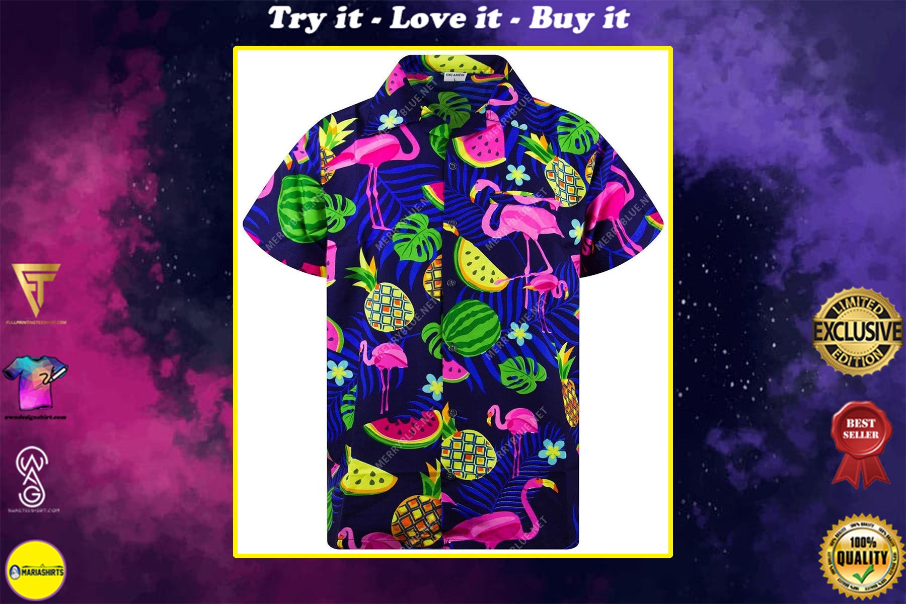 Tropical Summer Flamingo All Over Printed Hawaiian Shirt{Size}