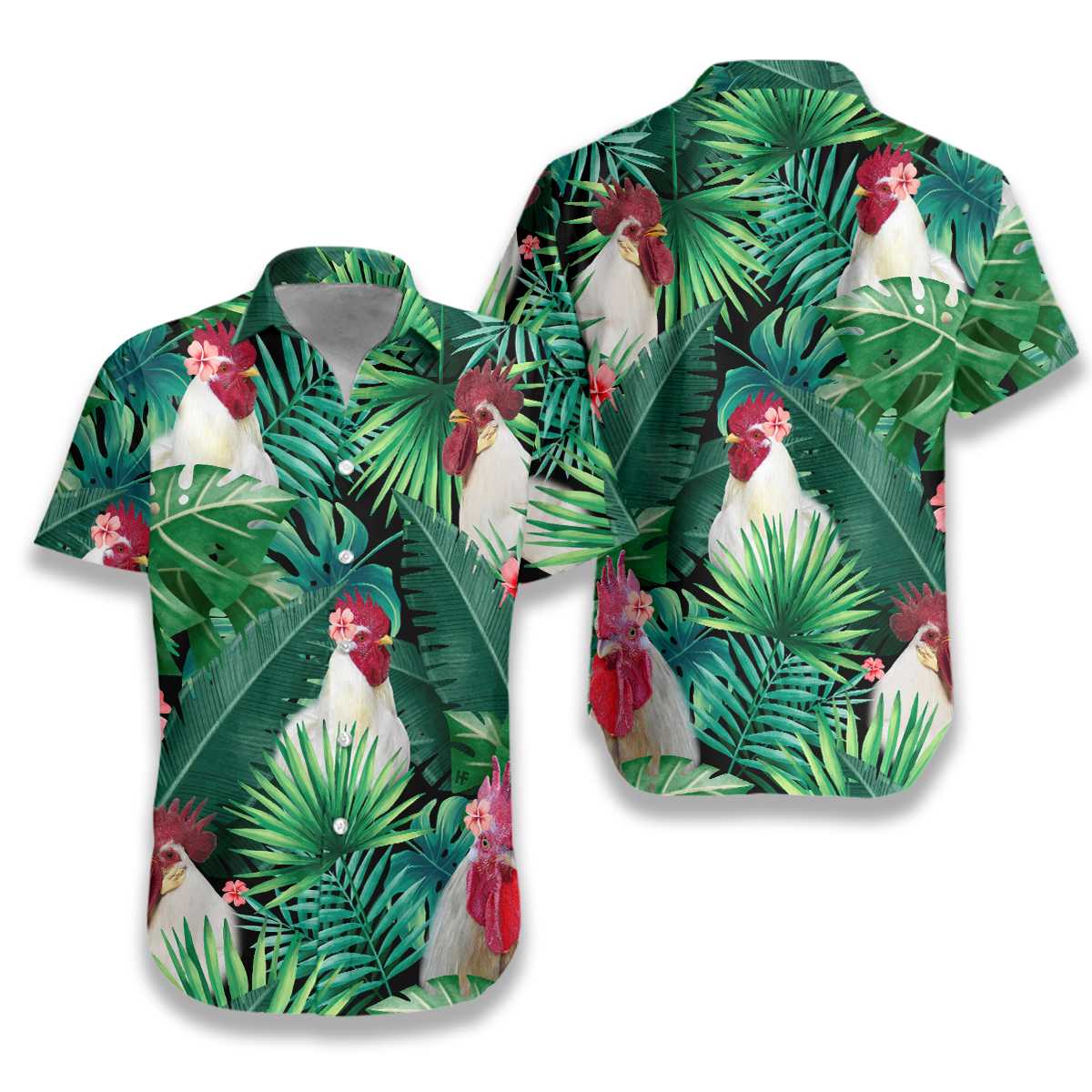 Tropical White Rooster Hawaiian Shirt | For Men & Women | Adult | HW6955{Size}