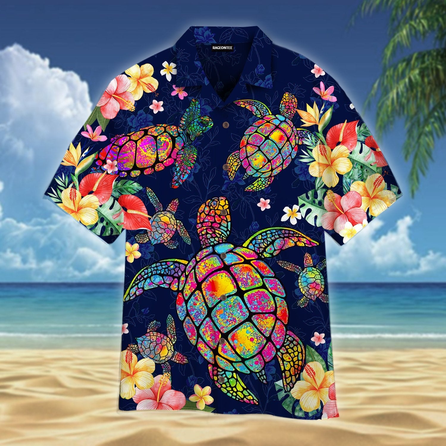 Turtle In Tropical Flower Hawaiian Shirt | For Men & Women | Adult | WT1549{Size}