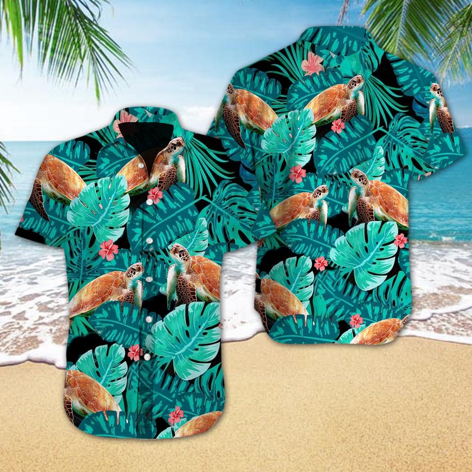 Turtle tropical hawaiian shirt{Size}