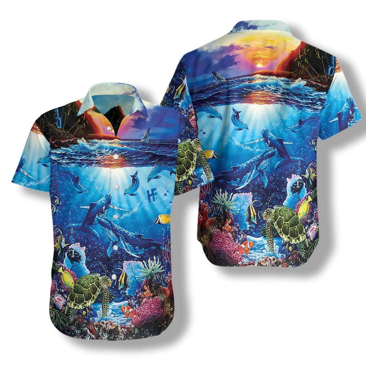 Turtle Under The Sea Hawaiian Shirt | Unisex | Adult | HW5054{Size}