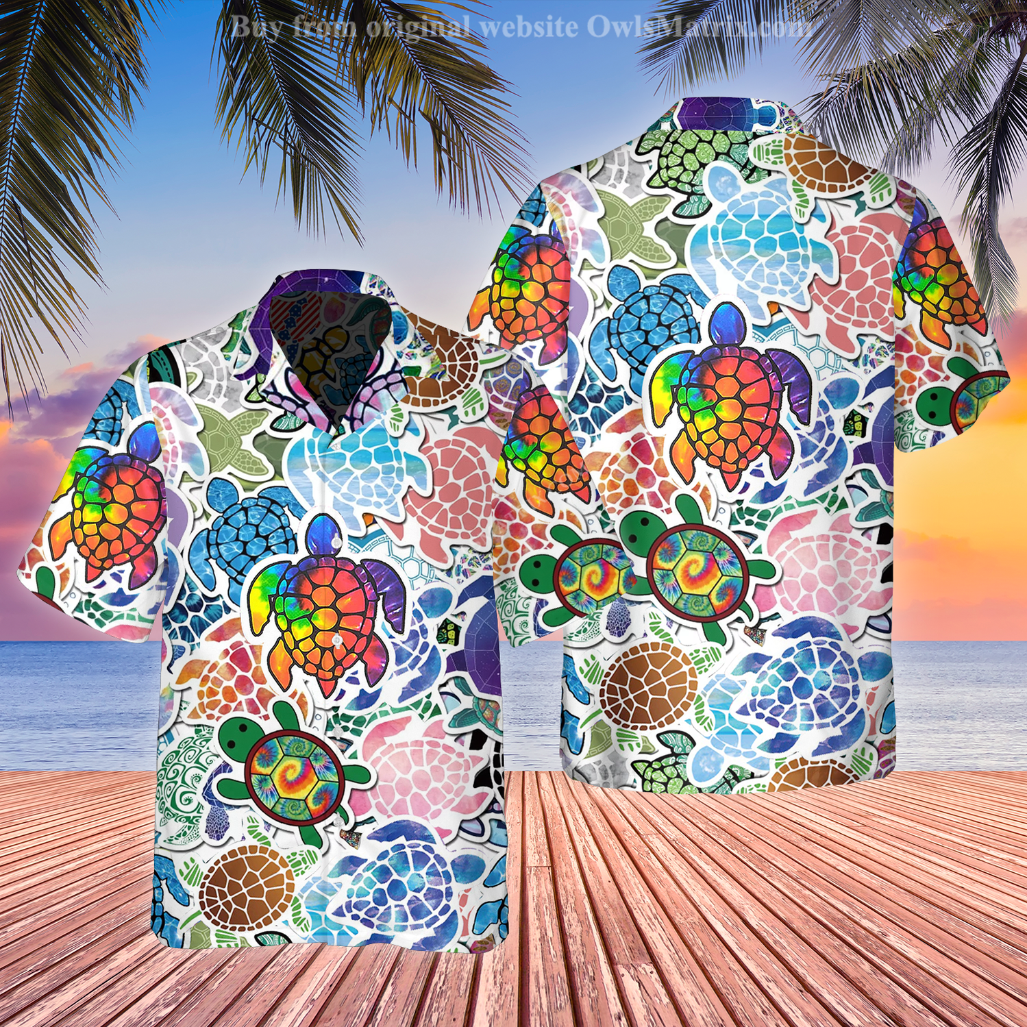 Turtle Color Mix Love Peace Limited - Hawaiian Shirt{Size}