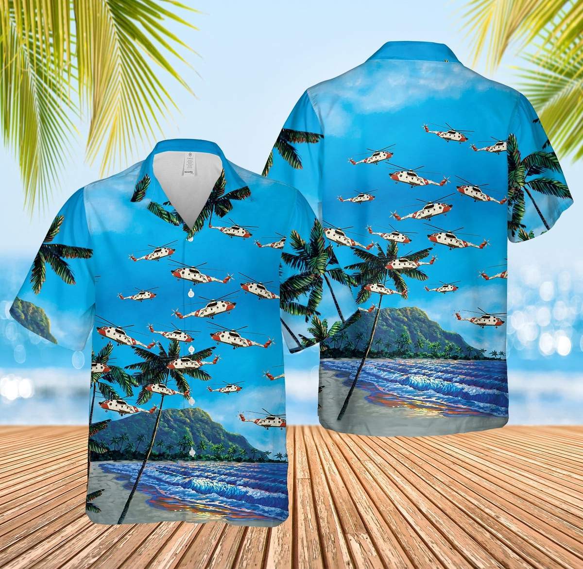 US Coast Guard H-3 Helicopter Hawaiian Shirt | For Men & Women | Adult | HW7052{Size}