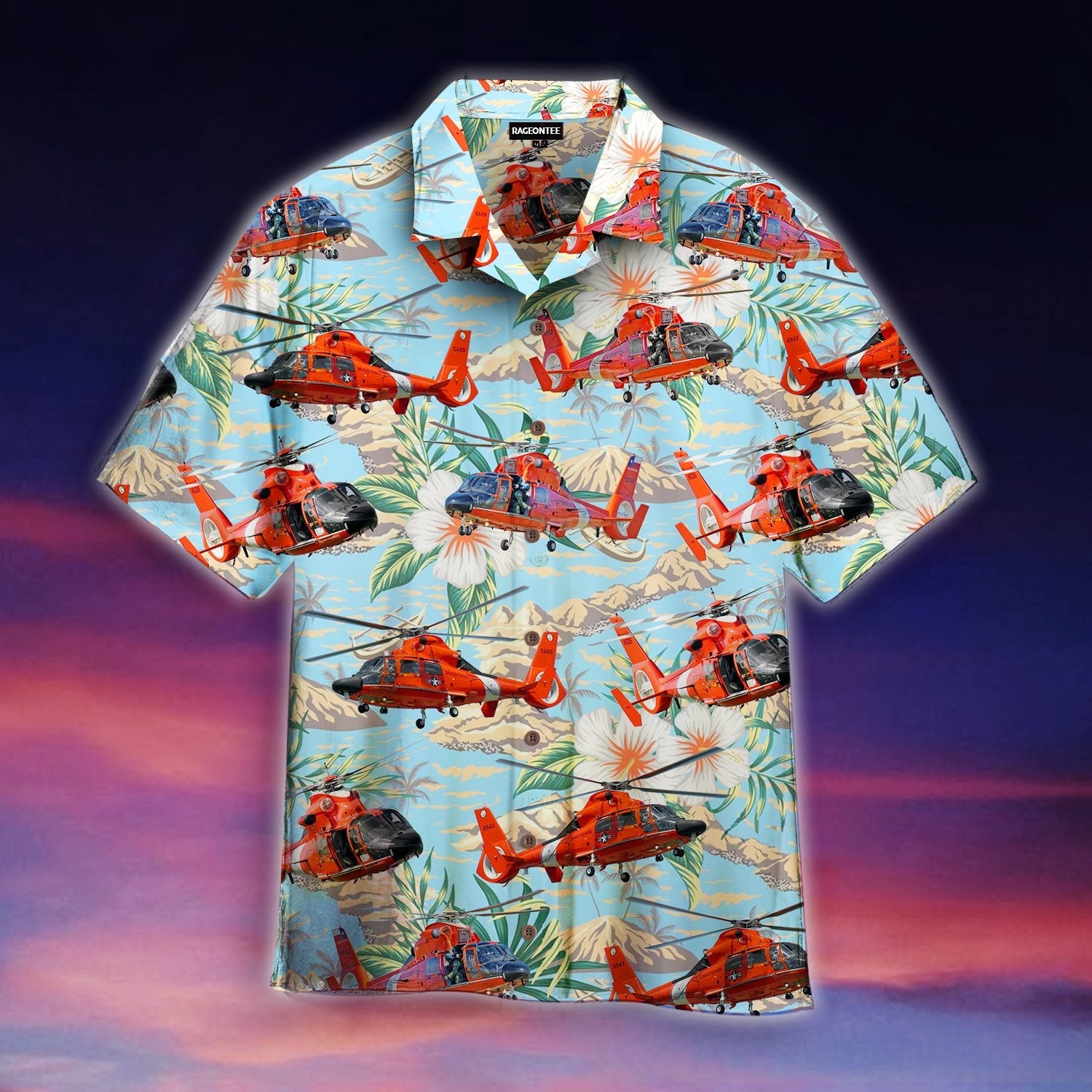 U.S. Coast Guard Helicopter Rescue Swimmer MH-65 Hawaiian Shirt | For Men & Women | Adult | WT1003{Size}