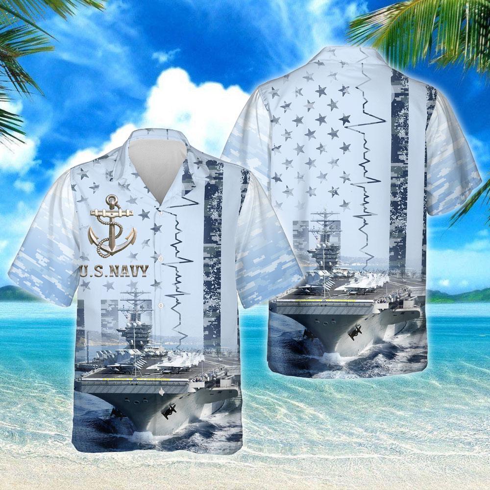 US Navy Aircraft Carrier Hawaiian Shirt{Size}