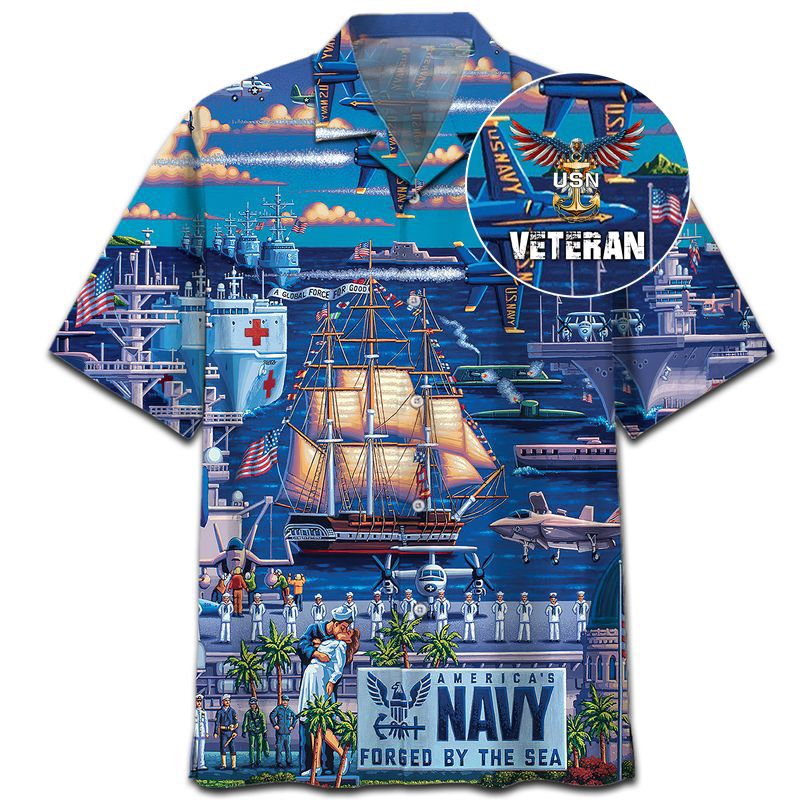 US Navy forget by the sea Hawaiian shirt and beach short{Size}