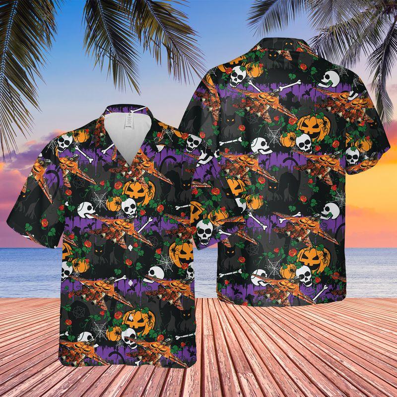 US Navy Grumman F-14 Tomcat Halloween Hawaiian Shirt | For Men & Women | Adult | HW9272{Size}