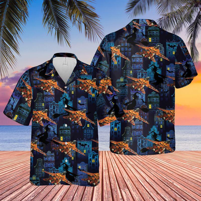 US Navy Grumman F-14 Tomcat Halloween Hawaiian Shirt - Gifts For A Patriotic Person{Size}