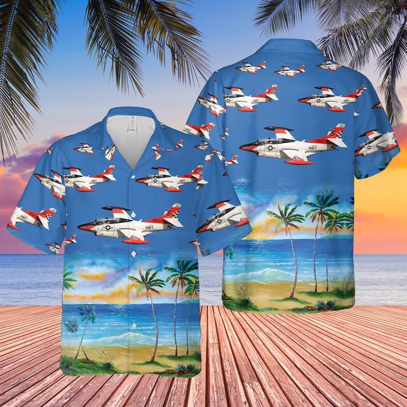 US Navy North American T-2C Buckeye Hawaiian Shirt{Size}