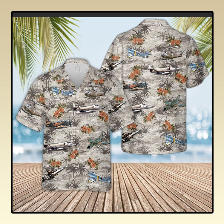 Usa Aircraft And Huey Helicopter Hawaiian Shirt{Size}