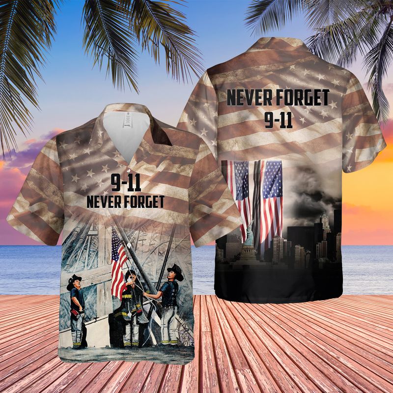 USA Never Forget 9-11 Hawaiian Shirt{Size}