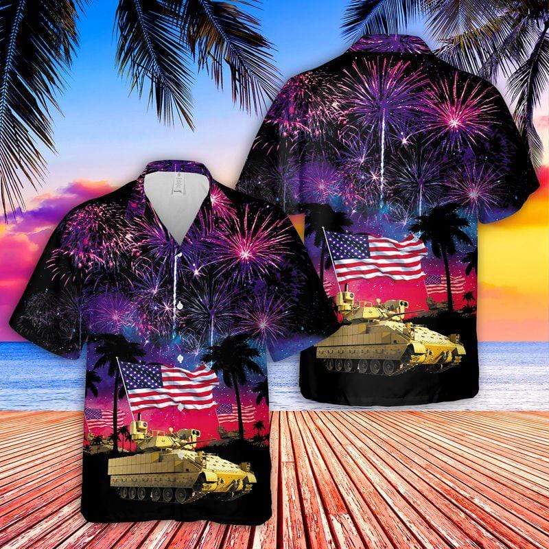 Us Army M2A3 Bradley For Independence Day Hawaiian Aloha Shirts Or Beach Shorts{Size}