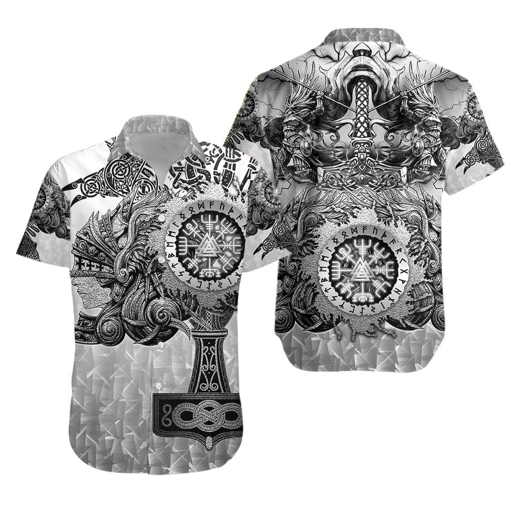 Valknut Vegvisir With Mjolnir Hawaiian Shirt | For Men & Women | Adult | HW3294{Size}