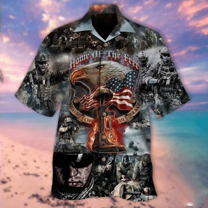 Veteran Eagle Home Of The Free Hawaiian Shirt | For Men & Women | Adult | HW8430{Size}